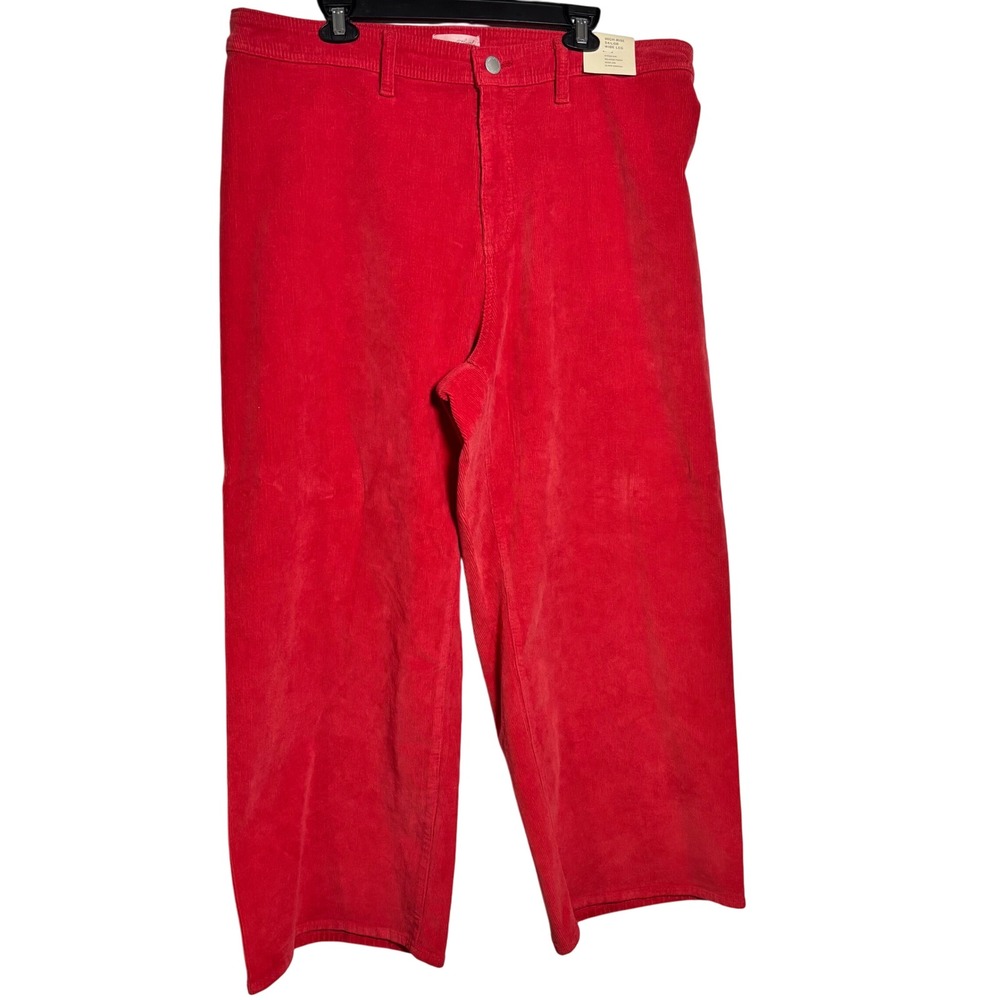 Universal Thread High Rise Sailor Wide Leg Corduroy Pants Red Size 17R holiday